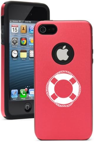 Apple iPhone 5 5S Rose Red 5D6245 Aluminum & Silicone Case Cover LifeBuoy Life Guard Boating