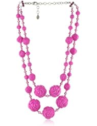 Tarina Tarantino "Iconic" Tarina Pink Two-Row Carved Rose Necklace