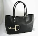 Gucci Handbags (Black) 137385 D-Ring Medium Leather Tote Bag