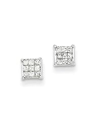 14k White Gold Diamond Earrings. Carat Wt- 0.25ct. Metal Wt- 0.89g
