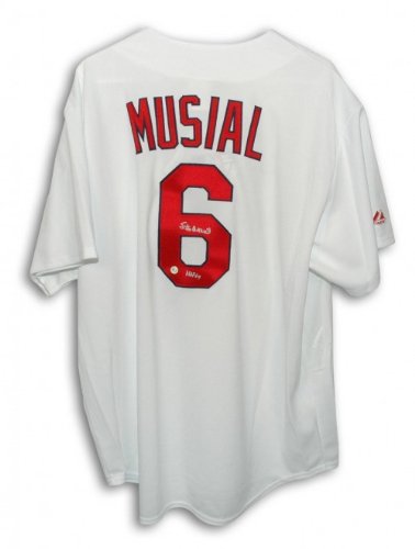 Stan Musial Autographed/Hand Signed St. Louis Cardinals Throwback Majestic Jersey Inscribed ''HOF 69