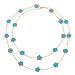 Designer Inspired Simulated Turquoise Floral Layered Vermeil Necklace