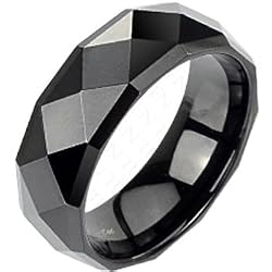 Spikes Tungsten Carbide Black ip Drop Down Edge Ring