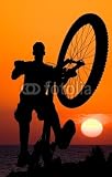 Wallmonkeys Peel and Stick Wall Decals - Mountain Biker Silhouette - Removable Graphic
