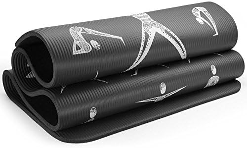 InfiDeals Comfort NBR Premium Print Exercise Yoga Mat with Carry Strap-Choose Your Design and Color, Maestro Black