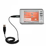 Coiled Power Hot Sync and Charge USB Data Cable w/ Tip Exchange for the HP iPAQ rx5915 - Gomadic Brand