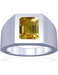 18K White Gold Emerald Cut Yellow Sapphire Solitaire Ring