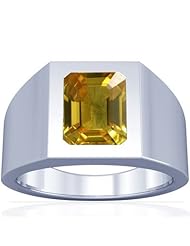 Platinum Emerald Cut Yellow Sapphire Solitaire Ring