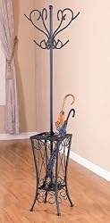 Coat Rack in Sandy Black Finish with Umbrella Stand