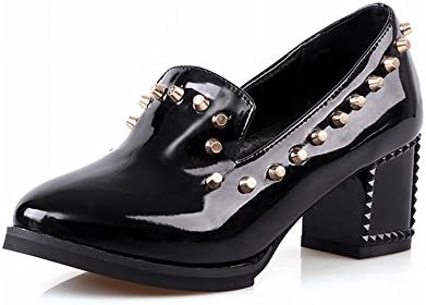 Carol Shoes Women's Studded Cuff Office Lady Style Chunky Middle Heel Uniform Dress Pumps Shoes