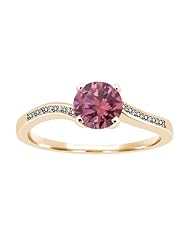 0.89 Ct Round Pink and White Diamond 925 Yellow Gold Plated Silver Ring