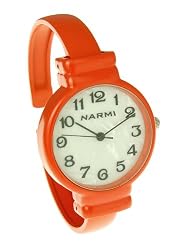 Bright Orange Round Large Face Over Wrist Bangle Watch