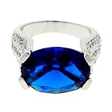 Vintage/Modern Engagement Ring w/Blue Sapphire & White CZs