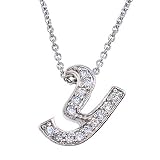 Initial Y Silver CZ Diamond 1/2