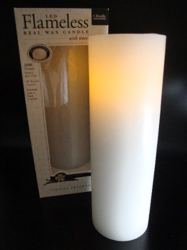 Flammenlose Echtwachskerze WEISS 25 cm mit Vanilleduft