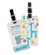 GoCodes Smart QR Bar Code Luggage Tag - Kids Animals One Size