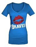 Atlanta Braves Periwinkle Women's Baby Jersey V-Neck T-Shirt
