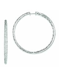 Genuine 14K White Gold Diamond In-Out Hinged Hoop Earrings 16.2 Grams of Gold