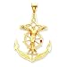 14k Mariners Cross with Red CZ (Cubic Zirconia) Pendant