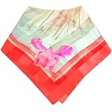 Leonard Floral Print Coral Devore Silk Square Scarf