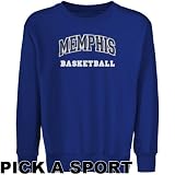 Memphis Tigers Youth Royal Blue Custom Sport Arch Applique Crew Neck Fleece Sweatshirt - (Medium)