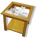 Glass Top End Table - Solid Oak, Fully Assembled - German Shepherd Dog Art Etching