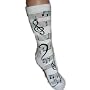 Womens 9-11 White with Black Music Notes Cotton Lycra Novelty Socks