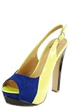 Uptun Colorblock Suede Slingback Heels CHARTREUSE
