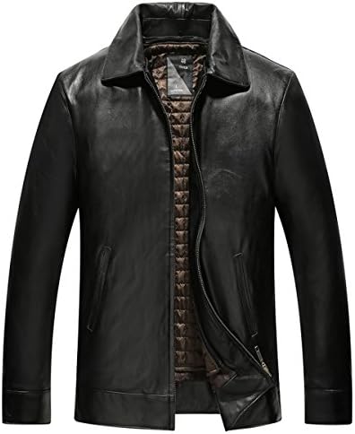 Humiture Real Sheepskin Leather Jacket Mens Black Jacket9921 (XXXL)