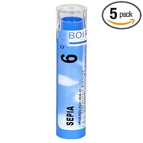 Boiron Homeopathic Medicine Sepia, 6C Pellets, 80-Count Tubes (Pack of 5)