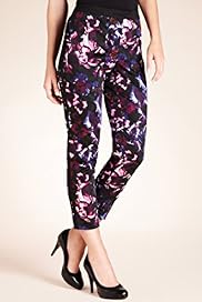 Cotton Rich Floral Slim Leg Cropped Trousers