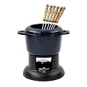 Chasseur Cast Iron Fondue Set With Removable Rim, With 6 Forks Blue