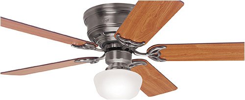 Hunter 20801 Low Profile lll Plus, 52-Inch Five Light Ceiling Fan with Cherry/Walnut Blades, Antique Pewter
