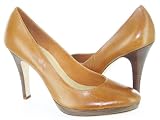 Anne Klein New York Crystal All Leather Cognac Rush Pumps with Round Toe Platform
