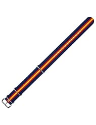 NATO Military RAF Style Ballistic Nylon Watch Band - Navy w/ Red & Yellow stripes - 20mm