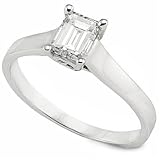 1/2carat Emerald Cut Diamond Solitaire Ring (HI/SI) in 14K White Gold