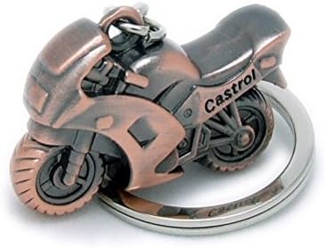Mini Metal Motorcycle Keychain Keyring Key Chain Hanging Decoration Ornament (Red Copper)