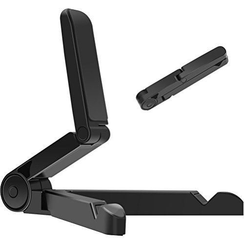 iPad Stand, Folding Tablet Stand, Portable Mini iPad Stand Adjustable Tablet Stands and Holders for 7-10 inch pad, E-Readers, Smartphones, iPhone, iPad Air , Samsung Galaxy Tab, Kindle Fire (Black)