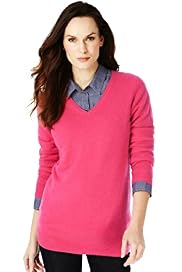 Pure Cashmere V-Neck Plain Jumper