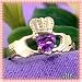 14K Heart-Shaped Amethyst Claddagh Ring