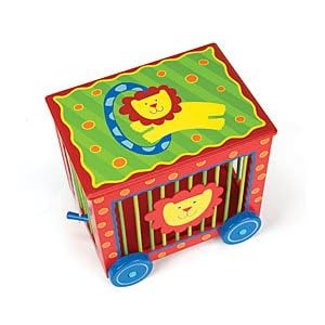 Silly Circus Lion And Cage Wood Decorative Wood Toy Box For Baby Or Toddler