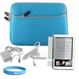 4 in 1 Package: River Blue Durable Case for Nook + Clear Screen Protector + Wall Charger + Car Charger + Wisdom * Courage Wristband