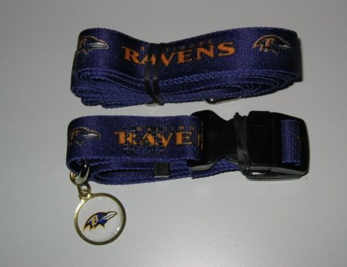Baltimore Ravens Pet Accessories Set - Medium (6' Leash, Collar, and ID Tag)
