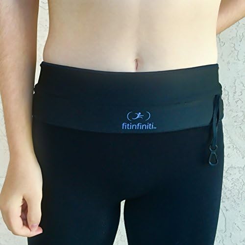 Premium Lycra Runner Belt for Fitness, Running Belt or Exercise Waistband for Men and Women By Fitinfiniti, Infiniti Black