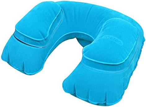 Onster Unshaped Inflatable Pillow Velvet Air Flight Travel Pillow, Car Pillow, Head Pillow, Neck Pillow, Plane Pillow, Compact Cushion for Head Neck Rest in Car, in Plane or At Home (Blue)