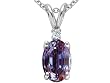1.02 cttw Lab Created Alexandrite and Genuine Diamond Pendant - 14kt White Gold