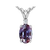 1.02 cttw Lab Created Alexandrite and Genuine Diamond Pendant - 14kt White or Yellow Gold