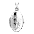 Polished Finish 14Kt. White Gold. Designer Style 23 mm X 17 mm Oval Photo Locket Charm Pendant