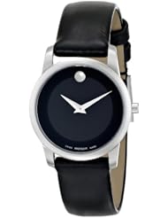 Movado Womens 0606503 "Museum" Stainless Steel and Leather Strap Watch