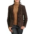 BGSD Women's Heritage Three-Button Suede Leather Blazer - Misses & Petite